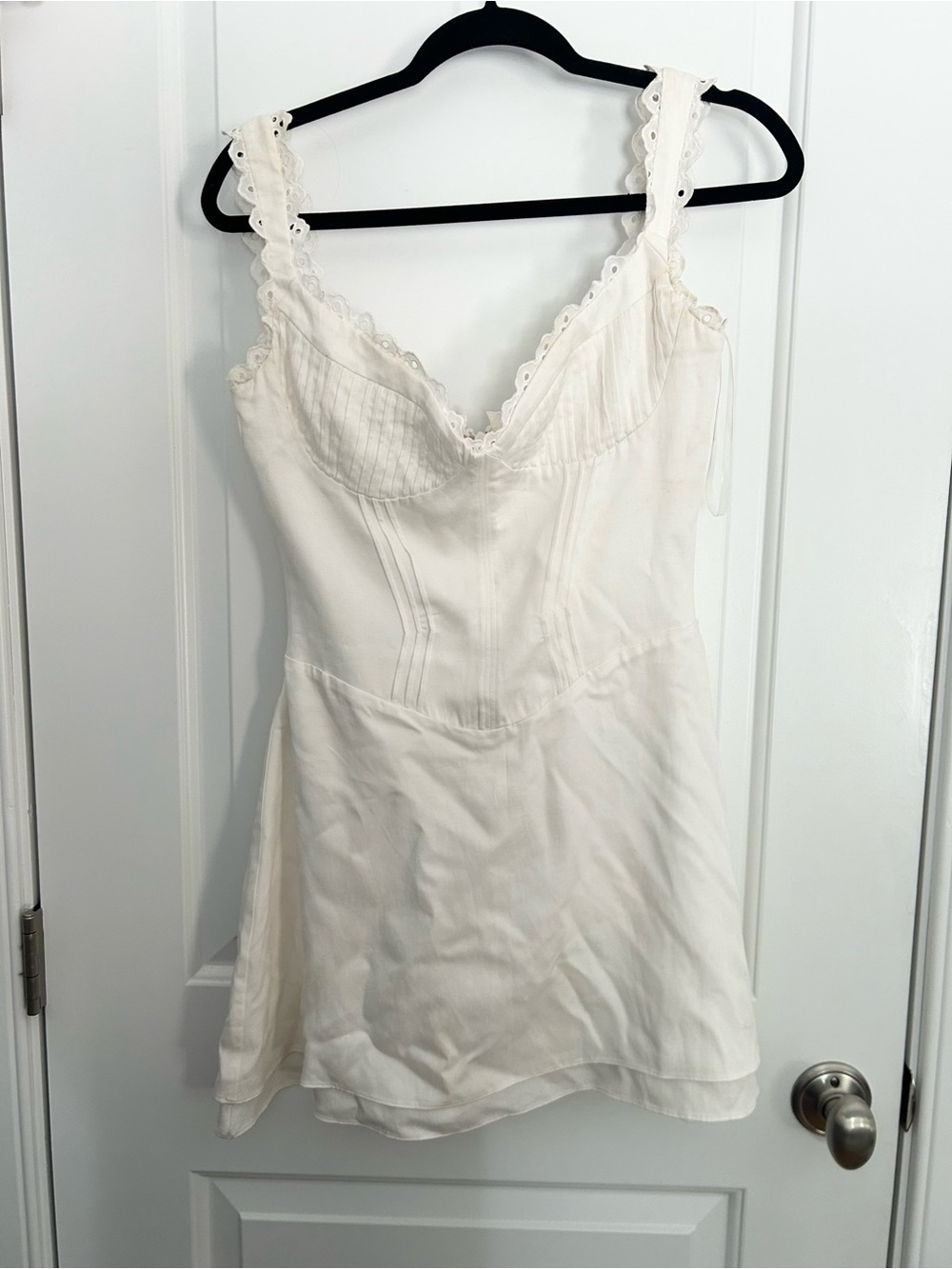 House of CB Tilly Dress White Pin Tuck Mini Linen Dress - Picture 2 of 5